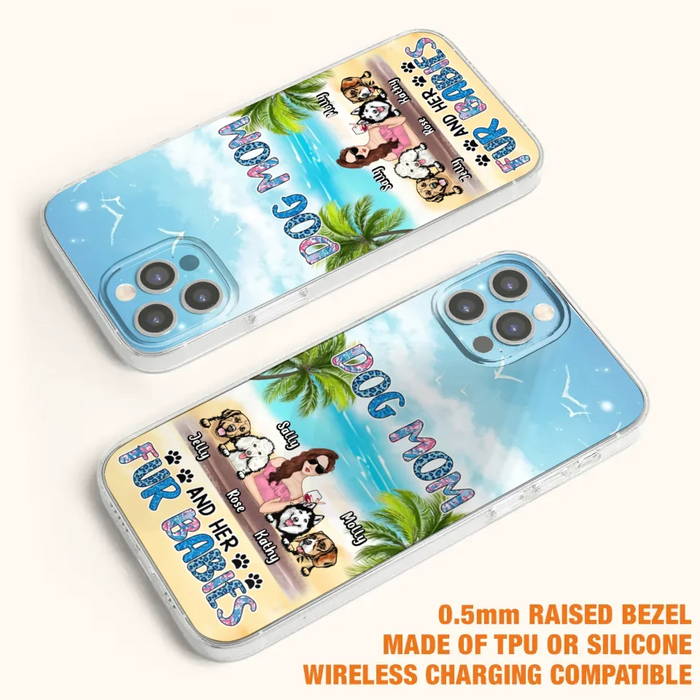 Custom Personalized Dog Mom Summer Patterned Phone Case - Upto 4 Dogs - Gift Idea For Dog Mom/Dog Lovers - Dog Mom And Her Fur Babies - Cases For iPhone/Samsung