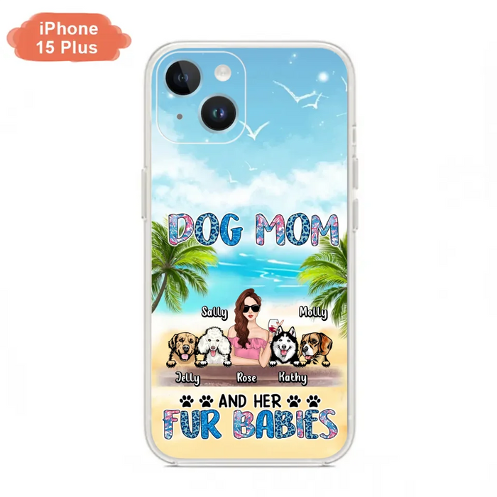 Custom Personalized Dog Mom Summer Patterned Phone Case - Upto 4 Dogs - Gift Idea For Dog Mom/Dog Lovers - Dog Mom And Her Fur Babies - Cases For iPhone/Samsung