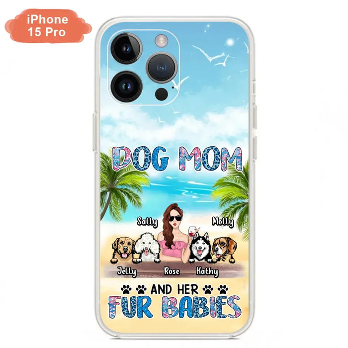 Custom Personalized Dog Mom Summer Patterned Phone Case - Upto 4 Dogs - Gift Idea For Dog Mom/Dog Lovers - Dog Mom And Her Fur Babies - Cases For iPhone/Samsung