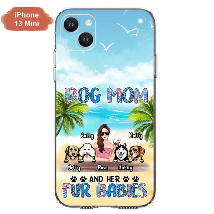 Custom Personalized Dog Mom Summer Patterned Phone Case - Upto 4 Dogs - Gift Idea For Dog Mom/Dog Lovers - Dog Mom And Her Fur Babies - Cases For iPhone/Samsung