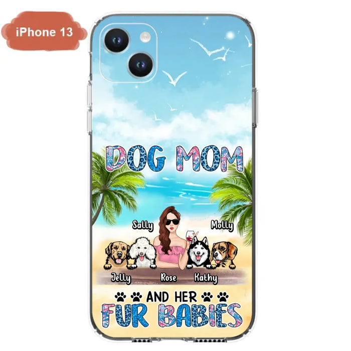 Custom Personalized Dog Mom Summer Patterned Phone Case - Upto 4 Dogs - Gift Idea For Dog Mom/Dog Lovers - Dog Mom And Her Fur Babies - Cases For iPhone/Samsung