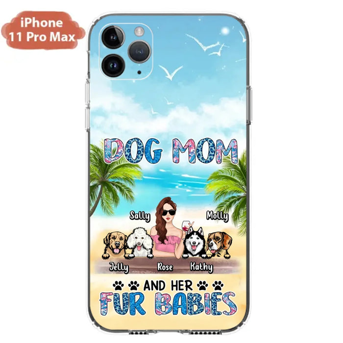 Custom Personalized Dog Mom Summer Patterned Phone Case - Upto 4 Dogs - Gift Idea For Dog Mom/Dog Lovers - Dog Mom And Her Fur Babies - Cases For iPhone/Samsung