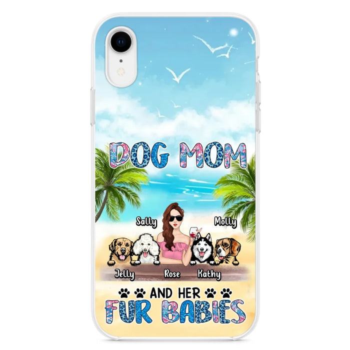 Custom Personalized Dog Mom Summer Patterned Phone Case - Upto 4 Dogs - Gift Idea For Dog Mom/Dog Lovers - Dog Mom And Her Fur Babies - Cases For iPhone/Samsung