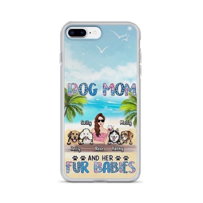 Custom Personalized Dog Mom Summer Patterned Phone Case - Upto 4 Dogs - Gift Idea For Dog Mom/Dog Lovers - Dog Mom And Her Fur Babies - Cases For iPhone/Samsung