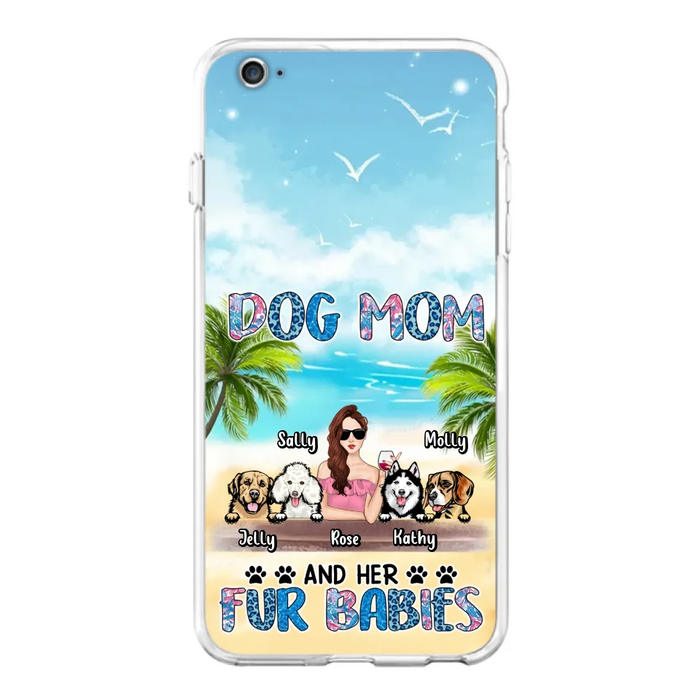 Custom Personalized Dog Mom Summer Patterned Phone Case - Upto 4 Dogs - Gift Idea For Dog Mom/Dog Lovers - Dog Mom And Her Fur Babies - Cases For iPhone/Samsung