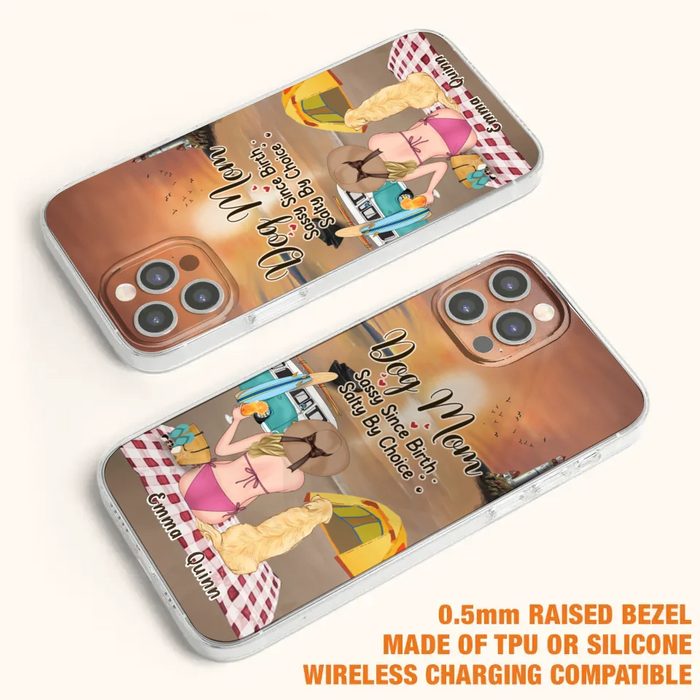 Custom Personalized Dog Mom Phone Case - Upto 4 Dogs - Mother's Day Gift Idea for Dog Lovers - Dog Mom Sassy Since Birth Salty By Choice - Case for iPhone/Samsung