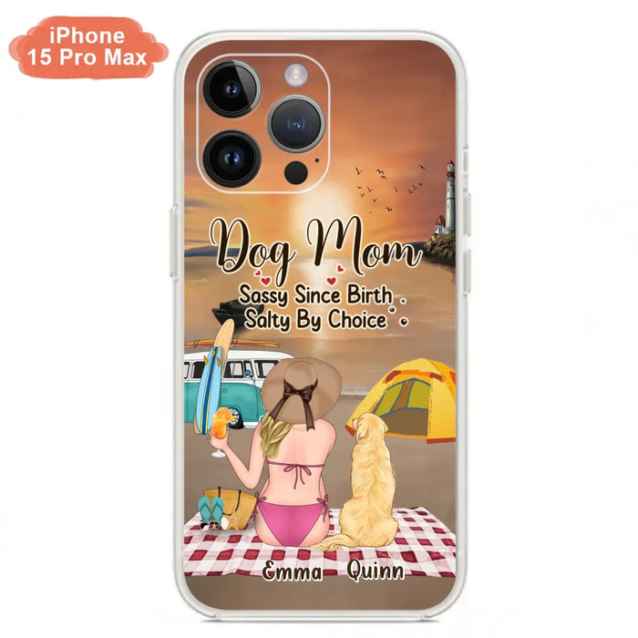 Custom Personalized Dog Mom Phone Case - Upto 4 Dogs - Mother's Day Gift Idea for Dog Lovers - Dog Mom Sassy Since Birth Salty By Choice - Case for iPhone/Samsung