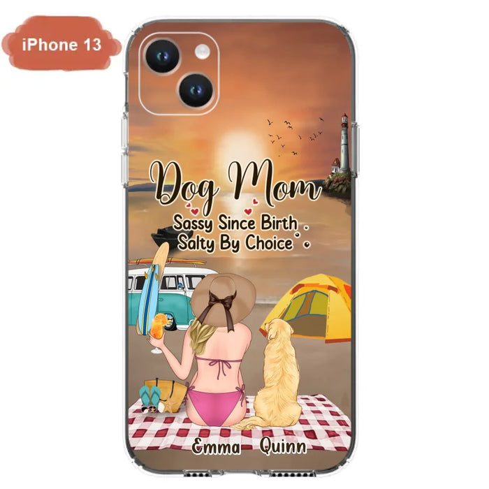 Custom Personalized Dog Mom Phone Case - Upto 4 Dogs - Mother's Day Gift Idea for Dog Lovers - Dog Mom Sassy Since Birth Salty By Choice - Case for iPhone/Samsung