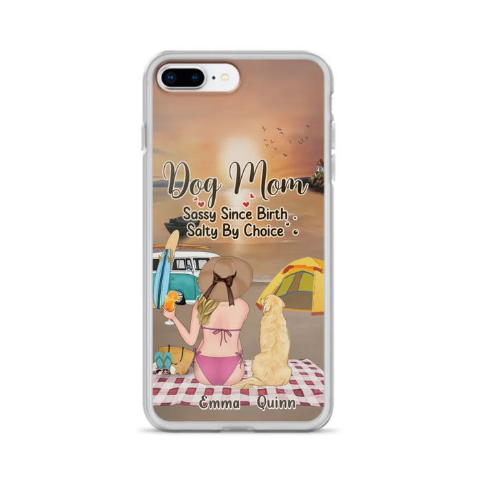 Custom Personalized Dog Mom Phone Case - Upto 4 Dogs - Mother's Day Gift Idea for Dog Lovers - Dog Mom Sassy Since Birth Salty By Choice - Case for iPhone/Samsung