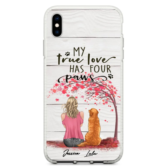 Custom Personalized Dog Mom Phone Case - Upto 5 Dogs - Gift Idea For Mother's Day/Dog Lovers - My True Love Has Four Paws - Case For iPhone And Samsung