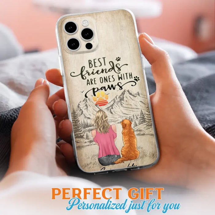 Custom Personalized Dog Mom Phone Case - Upto 5 Dogs - Gift Idea For Mother's Day/Dog Lovers - Best Friends Are Ones With Paws - Case For iPhone And Samsung