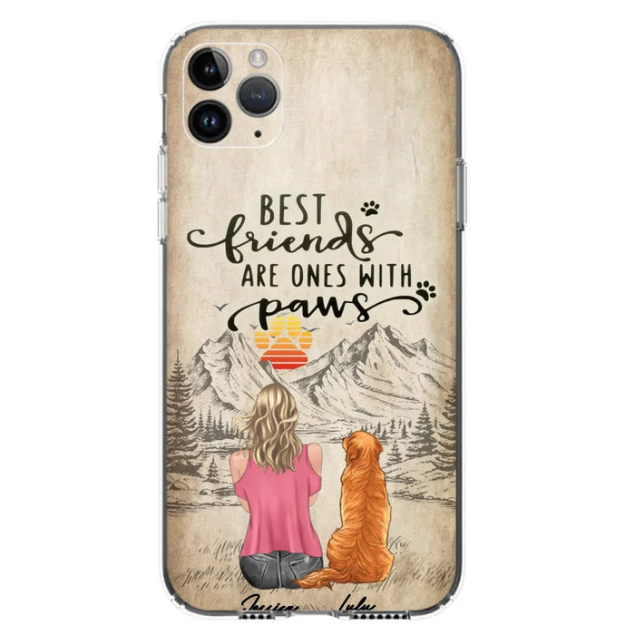 Custom Personalized Dog Mom Phone Case - Upto 5 Dogs - Gift Idea For Mother's Day/Dog Lovers - Best Friends Are Ones With Paws - Case For iPhone And Samsung