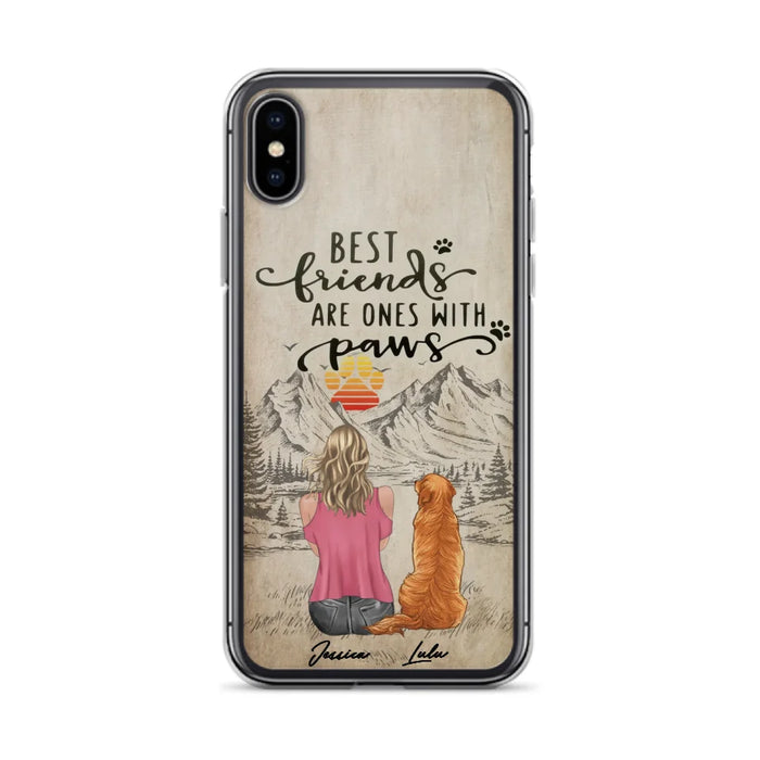 Custom Personalized Dog Mom Phone Case - Upto 5 Dogs - Gift Idea For Mother's Day/Dog Lovers - Best Friends Are Ones With Paws - Case For iPhone And Samsung