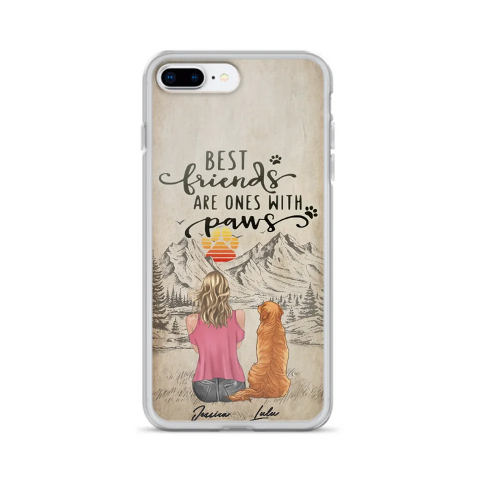 Custom Personalized Dog Mom Phone Case - Upto 5 Dogs - Gift Idea For Mother's Day/Dog Lovers - Best Friends Are Ones With Paws - Case For iPhone And Samsung