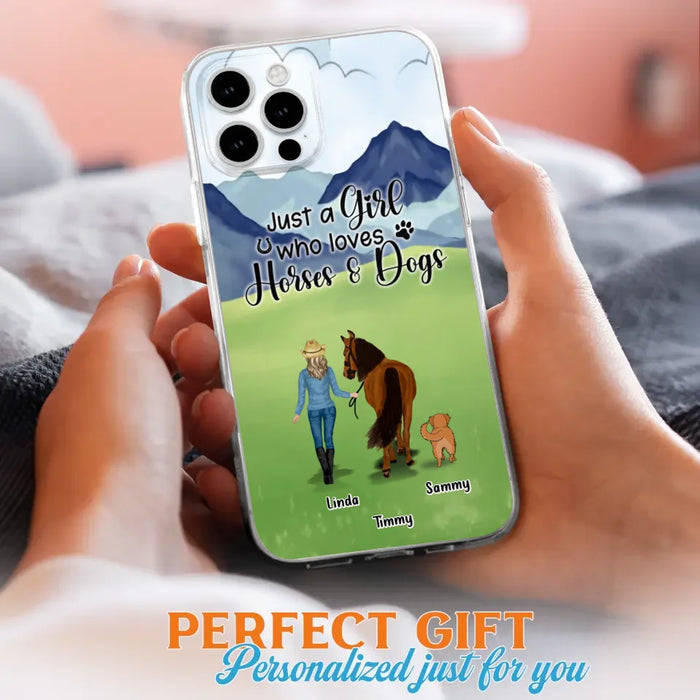 Custom Personalized Horse & Dog Phone Case - Gift Idea For Horse/Dog Lovers With Up To 2 Horses And 4 Dogs - Just A Girl Who Loves Horses & Dogs - Cases For iPhone & Samsung