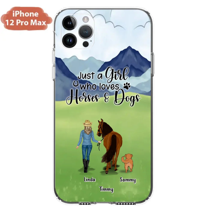 Custom Personalized Horse & Dog Phone Case - Gift Idea For Horse/Dog Lovers With Up To 2 Horses And 4 Dogs - Just A Girl Who Loves Horses & Dogs - Cases For iPhone & Samsung