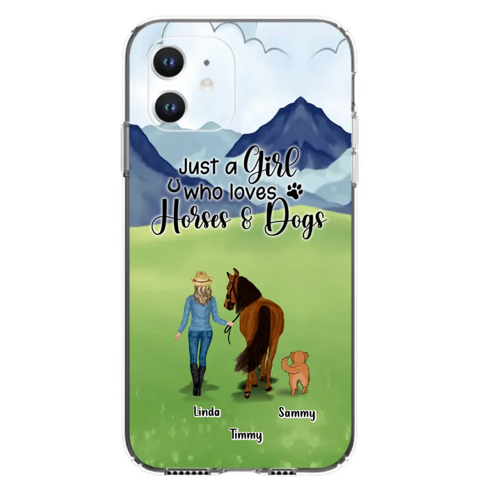 Custom Personalized Horse & Dog Phone Case - Gift Idea For Horse/Dog Lovers With Up To 2 Horses And 4 Dogs - Just A Girl Who Loves Horses & Dogs - Cases For iPhone & Samsung