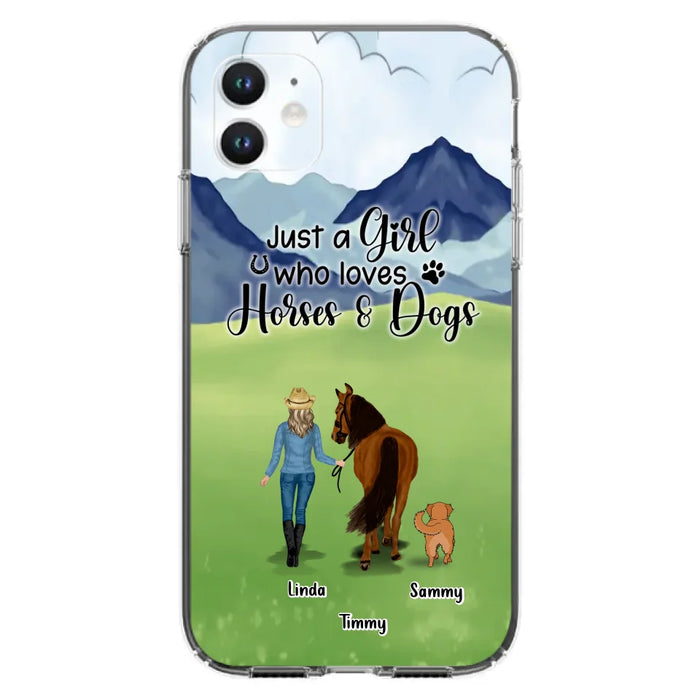 Custom Personalized Horse & Dog Phone Case - Gift Idea For Horse/Dog Lovers With Up To 2 Horses And 4 Dogs - Just A Girl Who Loves Horses & Dogs - Cases For iPhone & Samsung