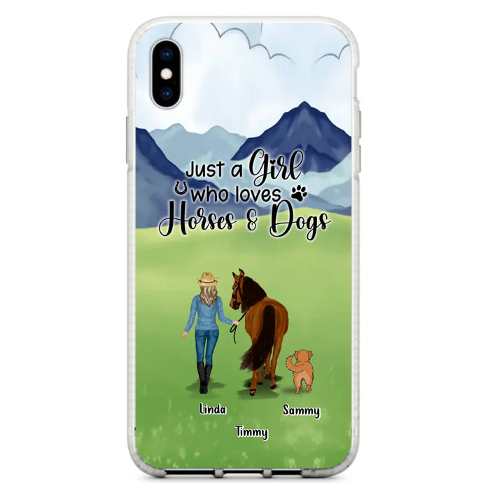 Custom Personalized Horse & Dog Phone Case - Gift Idea For Horse/Dog Lovers With Up To 2 Horses And 4 Dogs - Just A Girl Who Loves Horses & Dogs - Cases For iPhone & Samsung