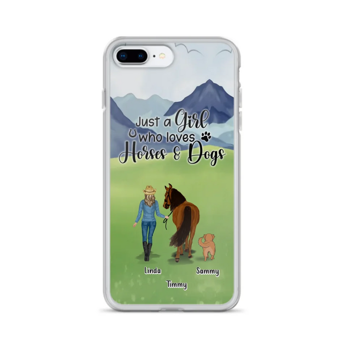 Custom Personalized Horse & Dog Phone Case - Gift Idea For Horse/Dog Lovers With Up To 2 Horses And 4 Dogs - Just A Girl Who Loves Horses & Dogs - Cases For iPhone & Samsung