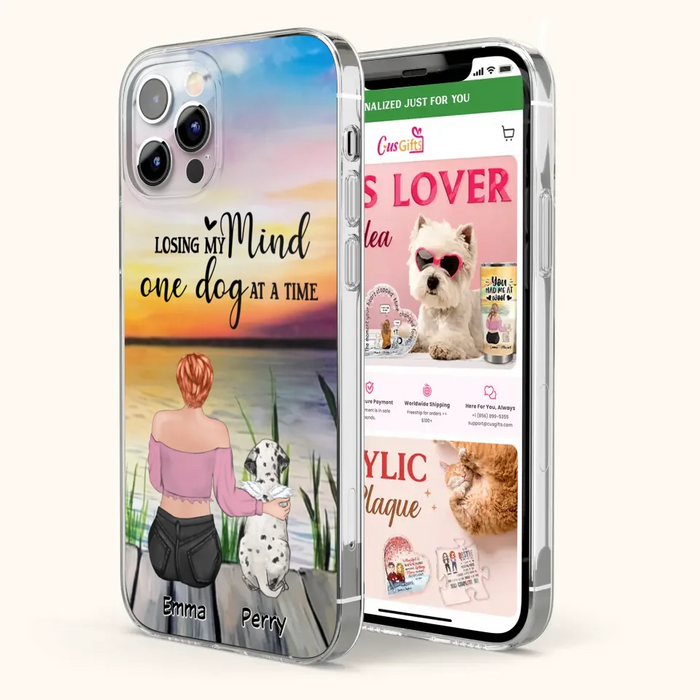 Custom Personalized Pet Mom/Dad Phone Case For iPhone/ Samsung - Gift Idea For Pet Owner With Up To 5 Cats/ Dogs - Losing My Mind One Dog At A Time