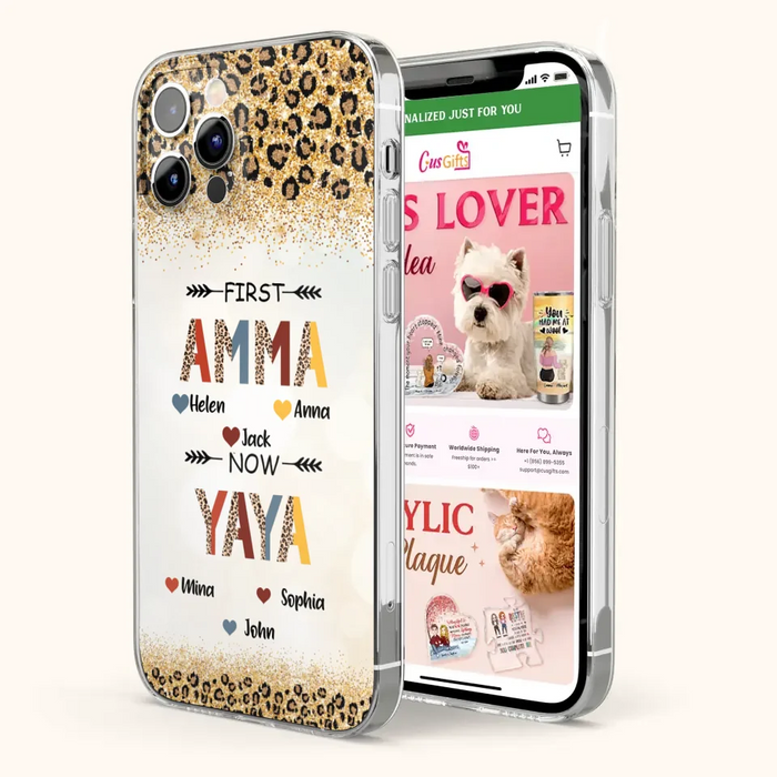 Personalized Grandma Phone Case - Upto 4 Kids And 8 Grandkids - Mother's Day Gift Idea for Grandma - First Mom Now Nana Kid And Grandkids - Case For iPhone And Samsung