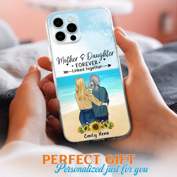 Custom Personalized Mom & Daughter Phone Case - Mother's Day Gift Idea From Daughter - Mother & Daughter Forever Linked Together - Cases For iPhone/Samsung