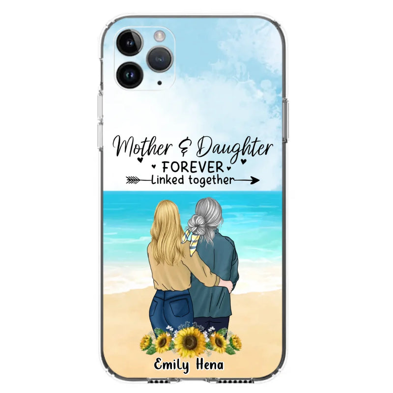 Custom Personalized Mom & Daughter Phone Case - Mother's Day Gift Idea From Daughter - Mother & Daughter Forever Linked Together - Cases For iPhone/Samsung