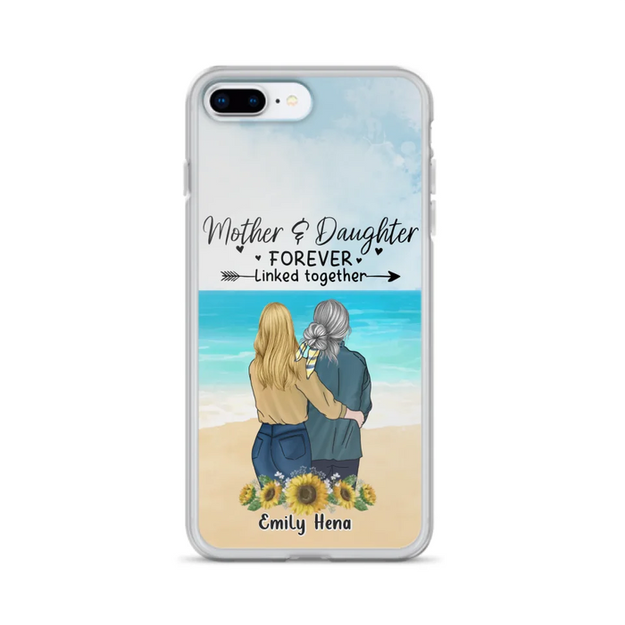 Custom Personalized Mom & Daughter Phone Case - Mother's Day Gift Idea From Daughter - Mother & Daughter Forever Linked Together - Cases For iPhone/Samsung