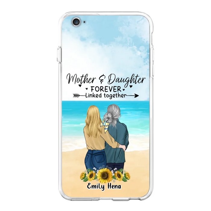 Custom Personalized Mom & Daughter Phone Case - Mother's Day Gift Idea From Daughter - Mother & Daughter Forever Linked Together - Cases For iPhone/Samsung