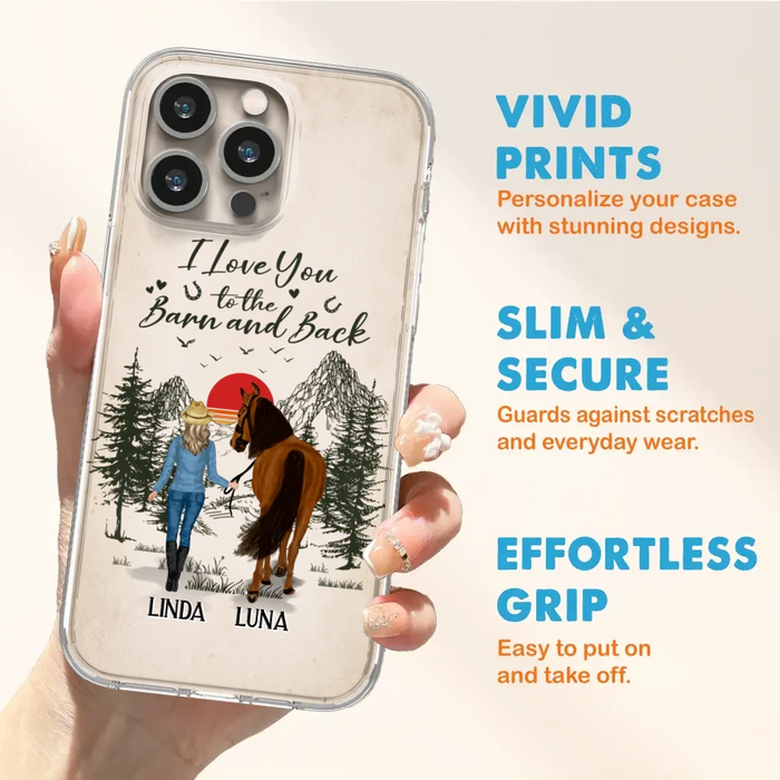 Custom Personalized Horse Girl Phone Case - Upto 6 Horses - Mother's Day Gift Idea Horse Lovers - I Love You To The Barn And Back - Case For iPhone/Samsung