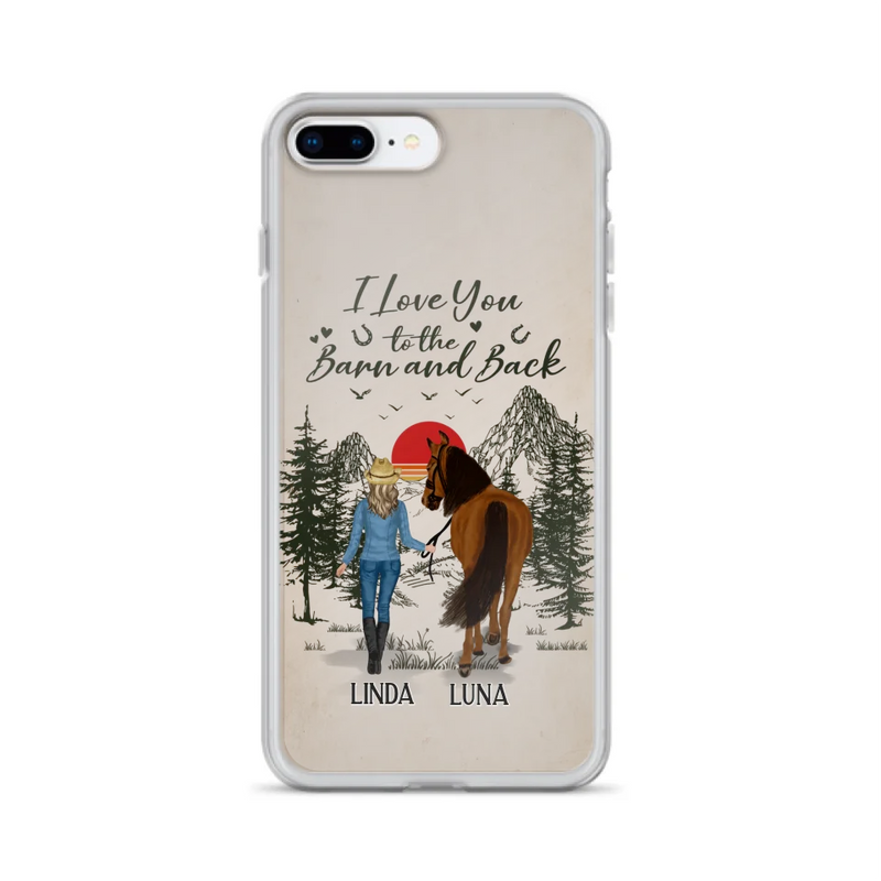 Custom Personalized Horse Girl Phone Case - Upto 6 Horses - Mother's Day Gift Idea Horse Lovers - I Love You To The Barn And Back - Case For iPhone/Samsung