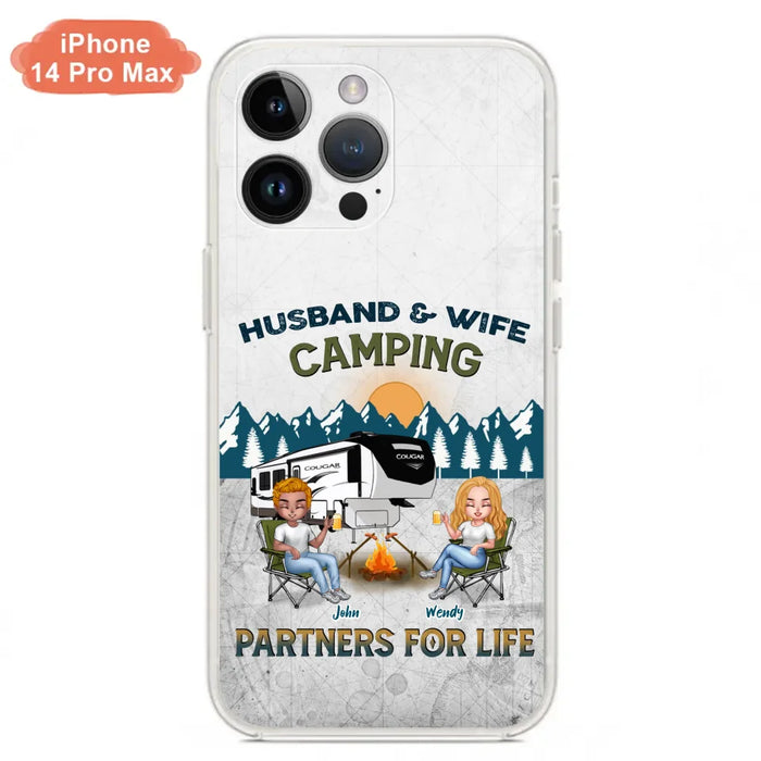 Custom Personalized Camping Friends/ Couple Phone Case For iPhone And Samsung - Upto 7 People - Gift Idea For Friends/ Camping Lover - Husband & Wife Camping Partners For Life