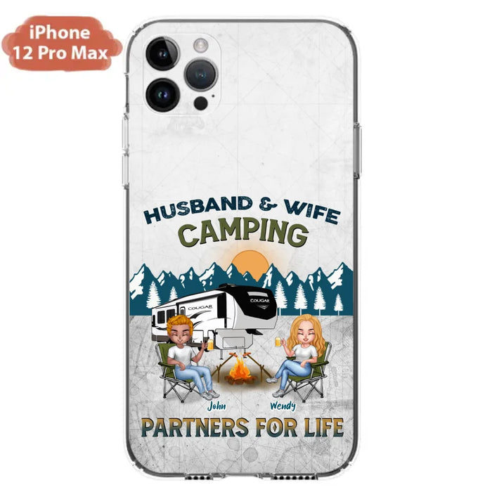 Custom Personalized Camping Friends/ Couple Phone Case For iPhone And Samsung - Upto 7 People - Gift Idea For Friends/ Camping Lover - Husband & Wife Camping Partners For Life