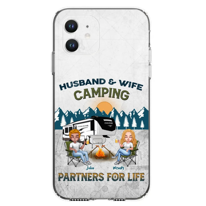 Custom Personalized Camping Friends/ Couple Phone Case For iPhone And Samsung - Upto 7 People - Gift Idea For Friends/ Camping Lover - Husband & Wife Camping Partners For Life