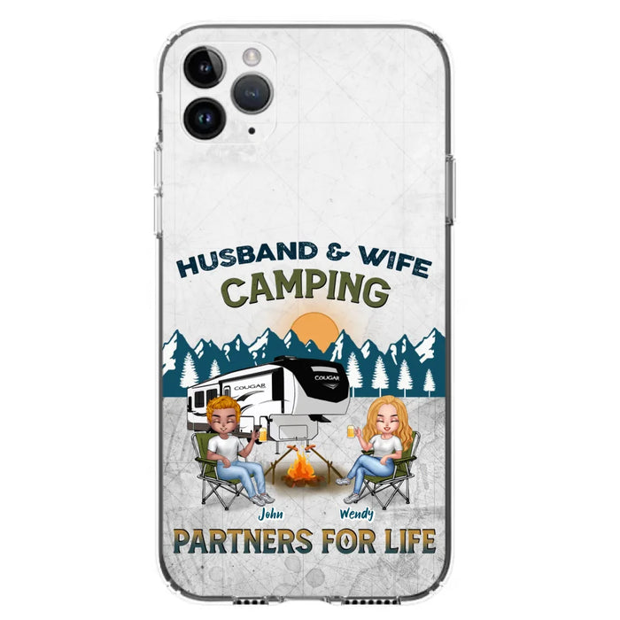 Custom Personalized Camping Friends/ Couple Phone Case For iPhone And Samsung - Upto 7 People - Gift Idea For Friends/ Camping Lover - Husband & Wife Camping Partners For Life