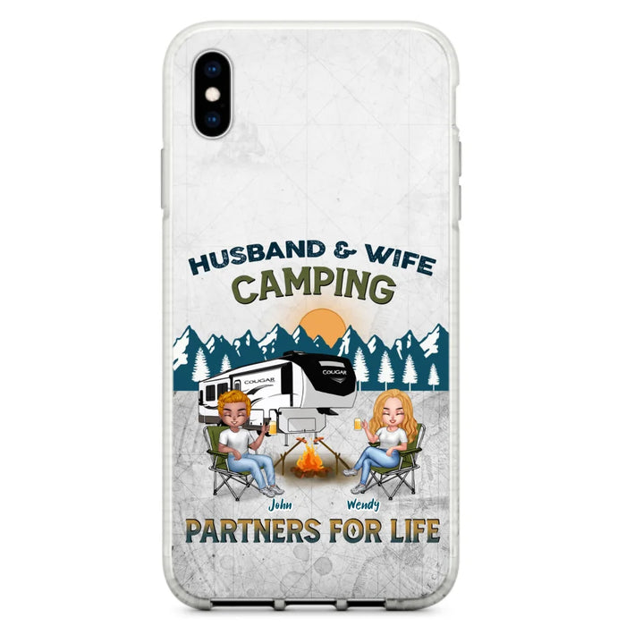 Custom Personalized Camping Friends/ Couple Phone Case For iPhone And Samsung - Upto 7 People - Gift Idea For Friends/ Camping Lover - Husband & Wife Camping Partners For Life