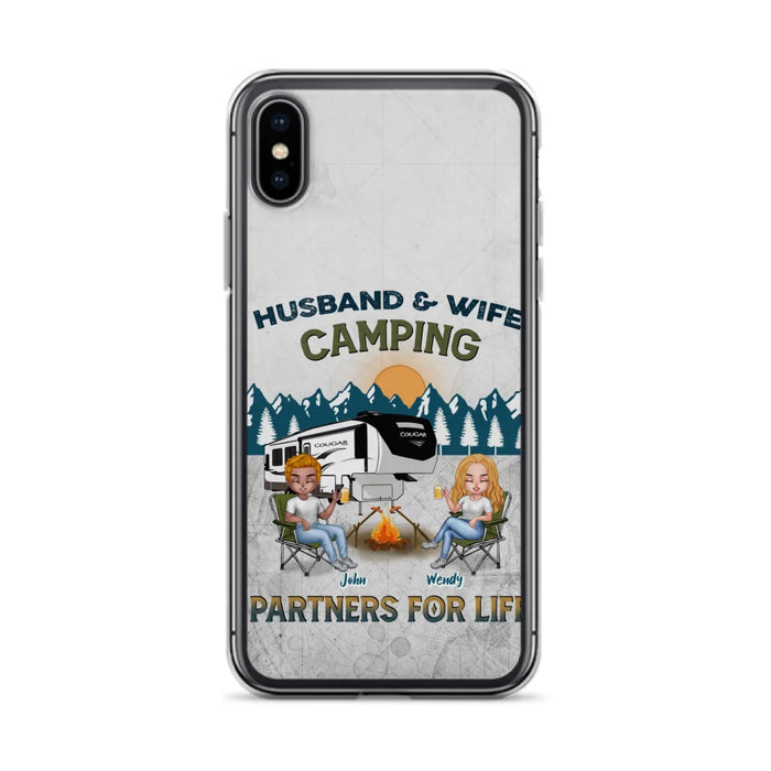 Custom Personalized Camping Friends/ Couple Phone Case For iPhone And Samsung - Upto 7 People - Gift Idea For Friends/ Camping Lover - Husband & Wife Camping Partners For Life