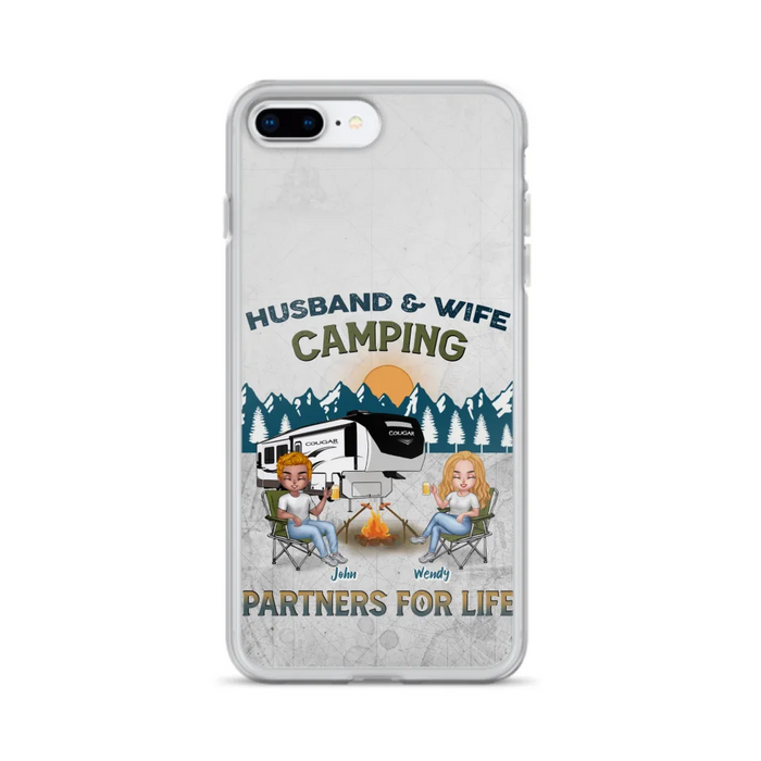 Custom Personalized Camping Friends/ Couple Phone Case For iPhone And Samsung - Upto 7 People - Gift Idea For Friends/ Camping Lover - Husband & Wife Camping Partners For Life