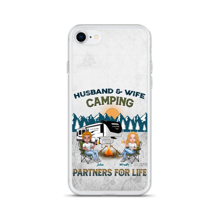 Custom Personalized Camping Friends/ Couple Phone Case For iPhone And Samsung - Upto 7 People - Gift Idea For Friends/ Camping Lover - Husband & Wife Camping Partners For Life