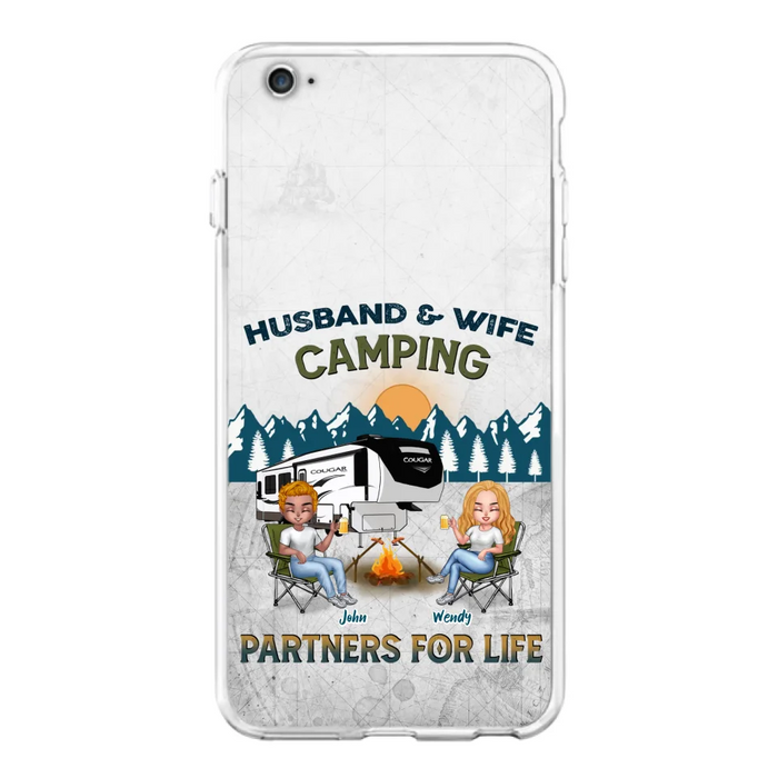 Custom Personalized Camping Friends/ Couple Phone Case For iPhone And Samsung - Upto 7 People - Gift Idea For Friends/ Camping Lover - Husband & Wife Camping Partners For Life