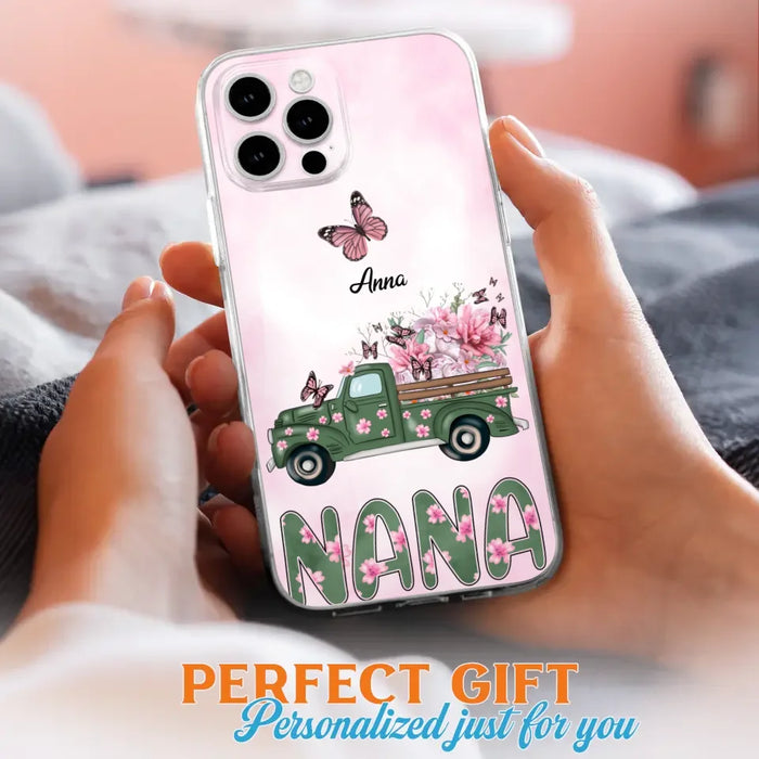 Custom Personalized Nana Phone Case - Gift Idea For Grandma/Mother's Day - Upto 12 Butterflies - Nana - Case For iPhone & Samsung