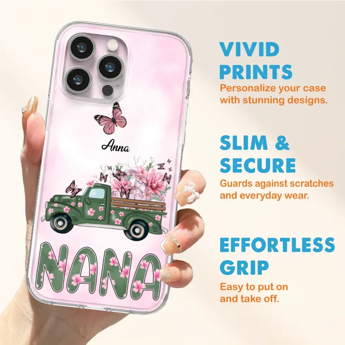 Custom Personalized Nana Phone Case - Gift Idea For Grandma/Mother's Day - Upto 12 Butterflies - Nana - Case For iPhone & Samsung