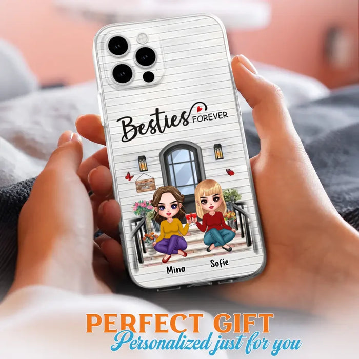 Custom Personalized Besties Sisters Front Porch Phone Case - Upto 5 Women - Gift Idea For Friends/ Besties/ Sisters - Besties Forever - Case For iPhone/ Samsung