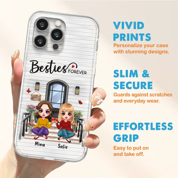 Custom Personalized Besties Sisters Front Porch Phone Case - Upto 5 Women - Gift Idea For Friends/ Besties/ Sisters - Besties Forever - Case For iPhone/ Samsung