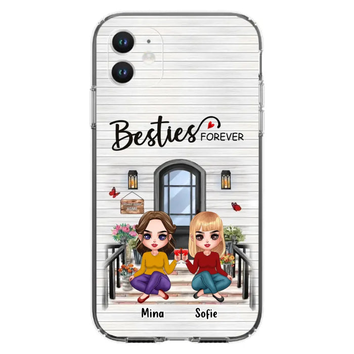 Custom Personalized Besties Sisters Front Porch Phone Case - Upto 5 Women - Gift Idea For Friends/ Besties/ Sisters - Besties Forever - Case For iPhone/ Samsung