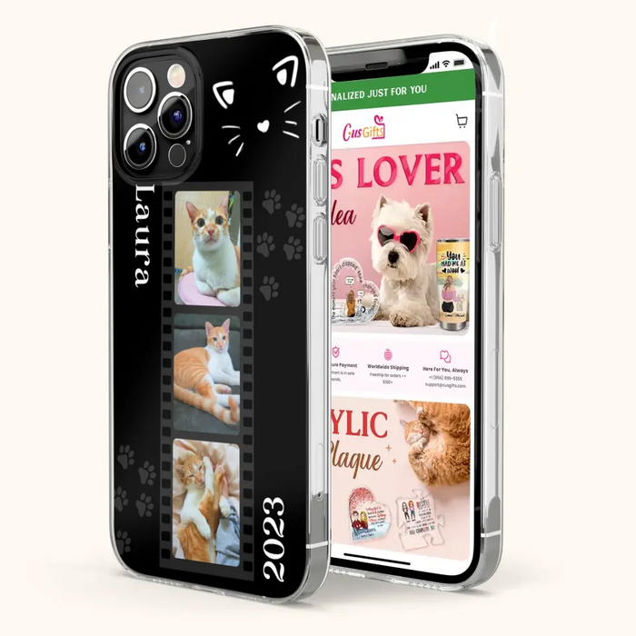 Custom Personalized Pet Photo Film iPhone/Samsung Phone Case - Gift for Cat Lovers/Birthday Gift