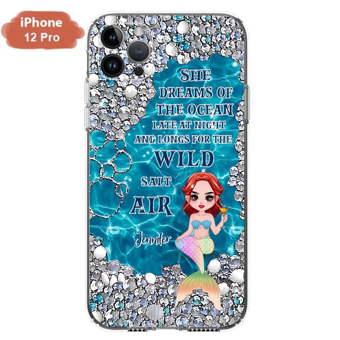 Custom Personalized Mermaid Phone Case - Gift Idea For Ocean Lovers/Mermaid - She Dreams Of The Ocean Late At Night  - Case For iPhone & Samsung