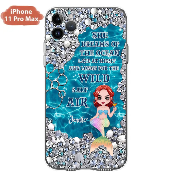 Custom Personalized Mermaid Phone Case - Gift Idea For Ocean Lovers/Mermaid - She Dreams Of The Ocean Late At Night  - Case For iPhone & Samsung