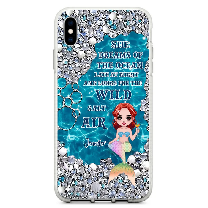 Custom Personalized Mermaid Phone Case - Gift Idea For Ocean Lovers/Mermaid - She Dreams Of The Ocean Late At Night  - Case For iPhone & Samsung